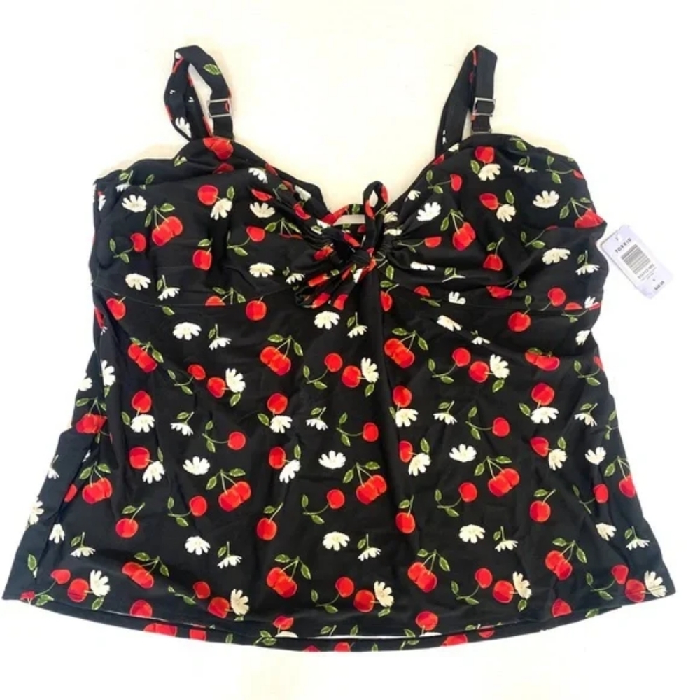 NWT Torrid Swim cherry floral blossom print tankini bathing suit top in size 4.